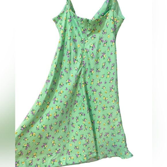 Zara - Satin Floral Dress in Mint Green - Size M - Picture 11 of 14